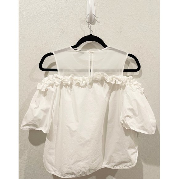 SANDRO PARIS Off Shoulder Ruffle White Blouse - Picture 4 of 5